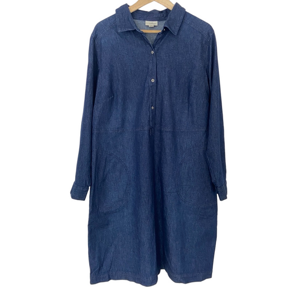 J. Jill Dresses & Skirts - J. JILL DENIM DARK DENIM HALF BUTTON SHORT  CASUAL SHIRT DRESS WITH POCKETS, 1X